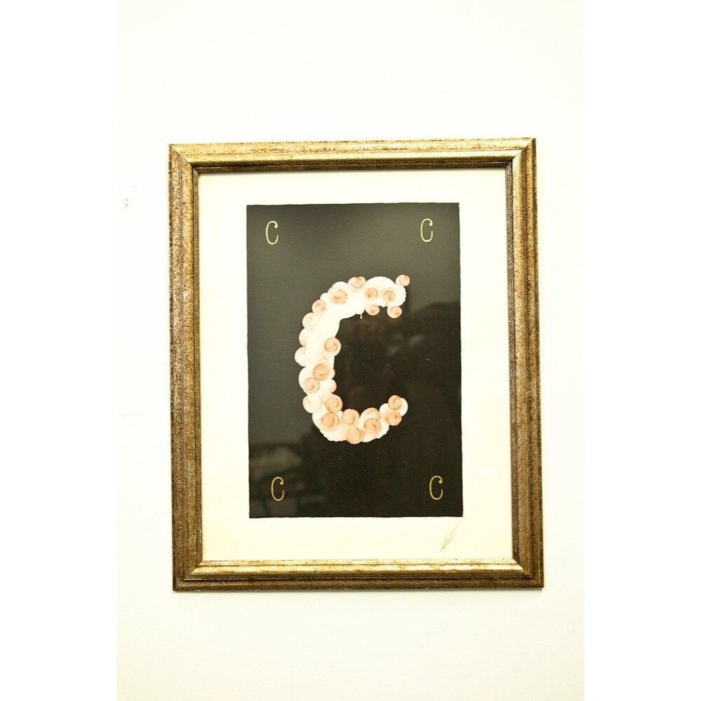 Vtg ERTE August 1976 “C" Lithograph Serigraph Signed 344/350 Framed Provenance